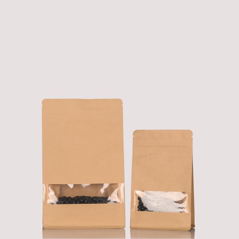 Kraft Paper Flat Bottom Bag Packaging with Sight Window